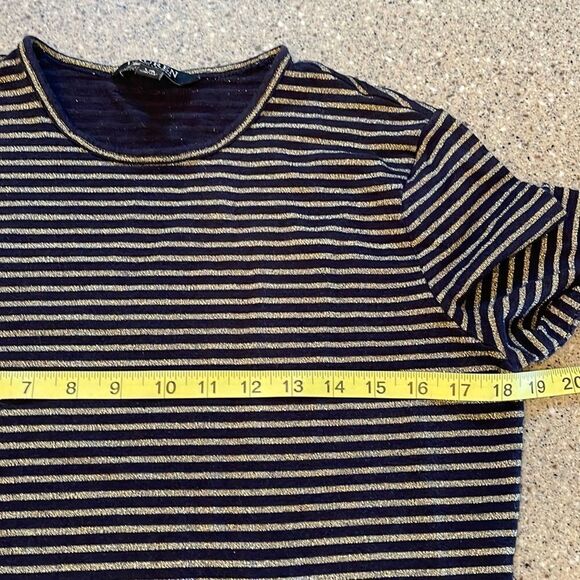 LAUREN Ralph Lauren Gold/Navy Striped Long Sleeve Shirt - Picture 8 of 9